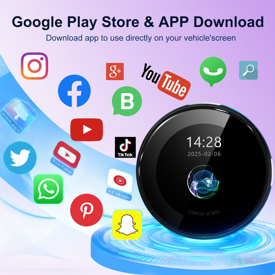 Kspiv 3.2 inch Touch Screen CarPlay Ai Box with Android 14 Qualcomm 6125, Wireless CarPlay Android Auto Adapter with YouTube Disney+ Apps, Support Video Output 4G SIM & Dual WiFi OTA Update,Plug&Play