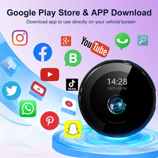 Kspiv 3.2 inch Touch Screen CarPlay Ai Box with Android 14 Qualcomm 6125, Wireless CarPlay Android Auto Adapter with YouTube Disney+ Apps, Support Video Output 4G SIM & Dual WiFi OTA Update,Plug&Play
