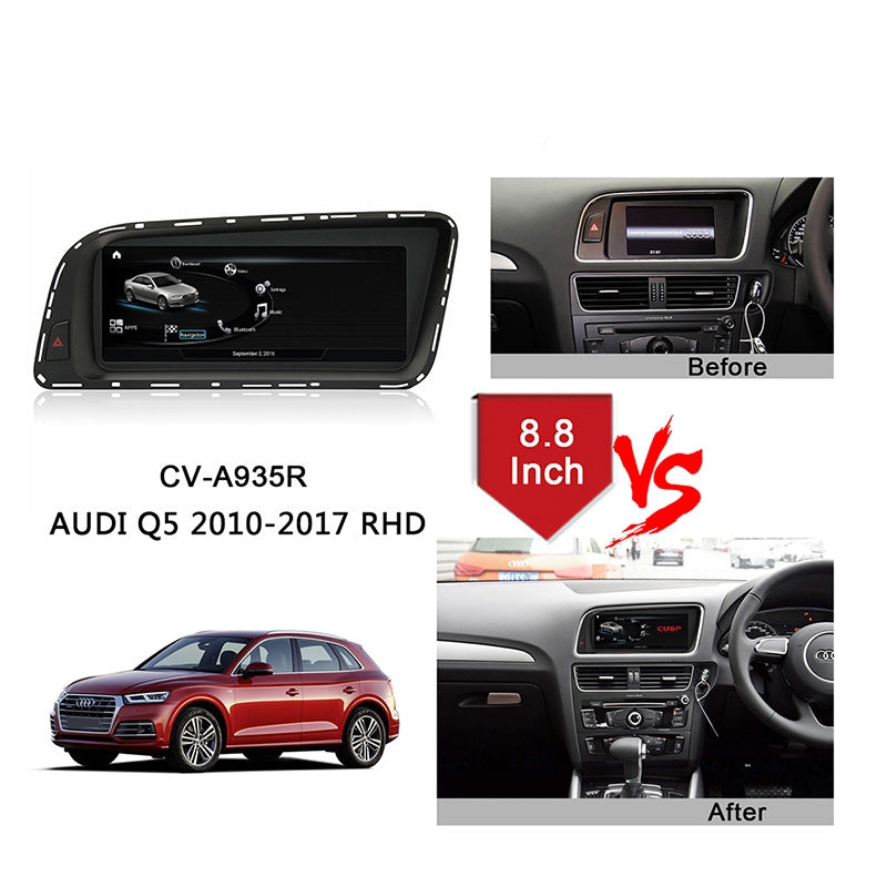 8.8 Inch Car Radio For Audi Q5 2010-2017 RHD GPS Navigation Automotive Carplay Android Auto Headunit