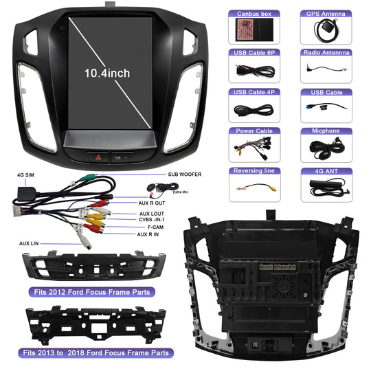 KSPIV | 10.4 Inch |  FORD Focus| Car Radio |  2012-2018 | Android 13  Headunit