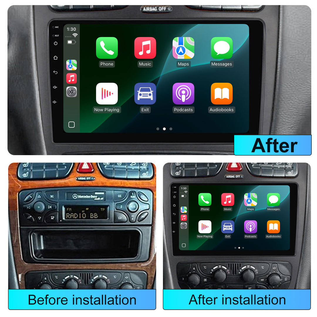 9 inch Android 15 Car Multimedia Stereo forMERCEDES-BEBZ C CLASS 2000-2005, Auto Radio GPS Navigation Wireless CarPlay 4G WIFI DSP Head Unit