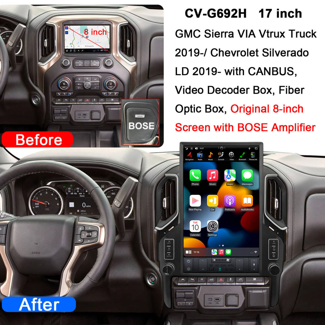 17" | GMC Sierra Chevrolet Silverado | 2019-2023 | Android 13 | Tesla Screen Car Radio