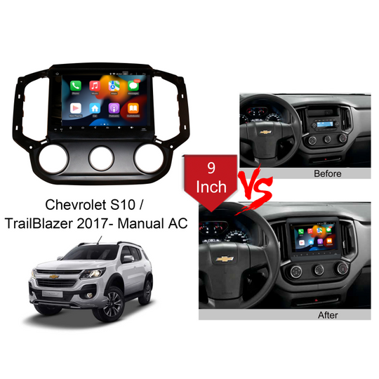 Android 9" Car Radio For Chevrolet S10 TrailBlazer 2017- Manual AC GPS Navigation Stereo Wireless Carplay Auto Video Player