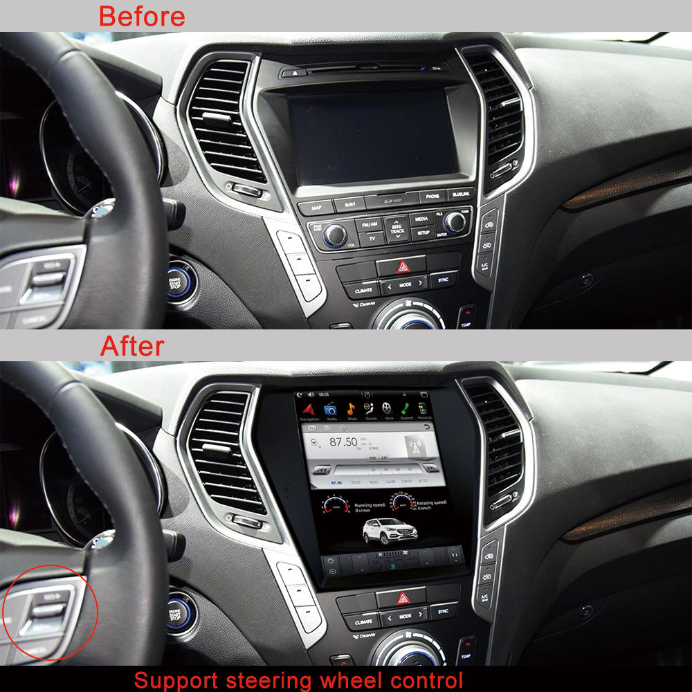 KSPIV 10.4 Inch Car Radio for Hyundai Santa Fe / Ix45 2013- Tesla Vertical Screen Bluetooth GPS Navigation Stereo Head Unit