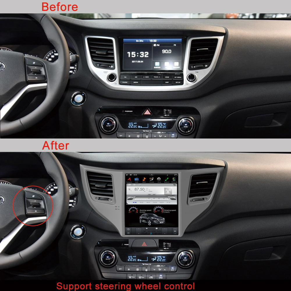 KSPIV Android 10.4 Inch Tesla Style Screen Qualcomm 6215 Car Radio For HYUNDAI TUCSON 2015- Blutooth WIFI GPS Navigation
