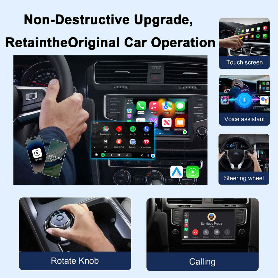 2-in-1 Wireless CarPlay & Android AutoAdapter Converts Wired to WirelessCarPlay, Plug & Play Stable Control & NoDelay