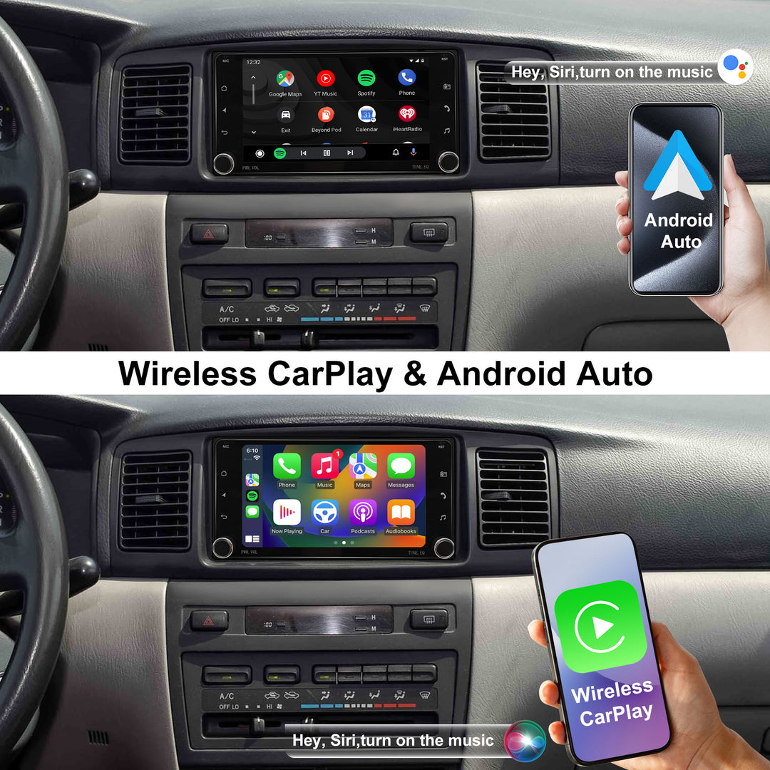 7 Inch Touch Screen for for Toyota Universal Radio, Android Car Stereo with Carplay Android Auto in Dash GPS Navigation Bluetooth WIFI FM Steering Wheel Controls