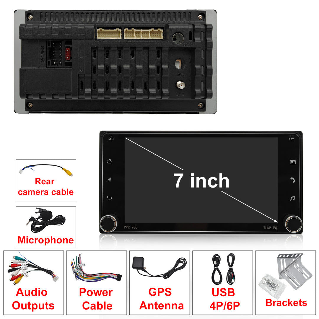 7 Inch Touch Screen for for Toyota Universal Radio, Android Car Stereo with Carplay Android Auto in Dash GPS Navigation Bluetooth WIFI FM Steering Wheel Controls