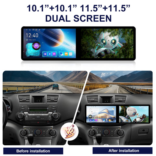 23.6/21.6 Inch Portable Dual Screen Android Car Radio GPS Navigation & Carplay Stereo System with DSP Function