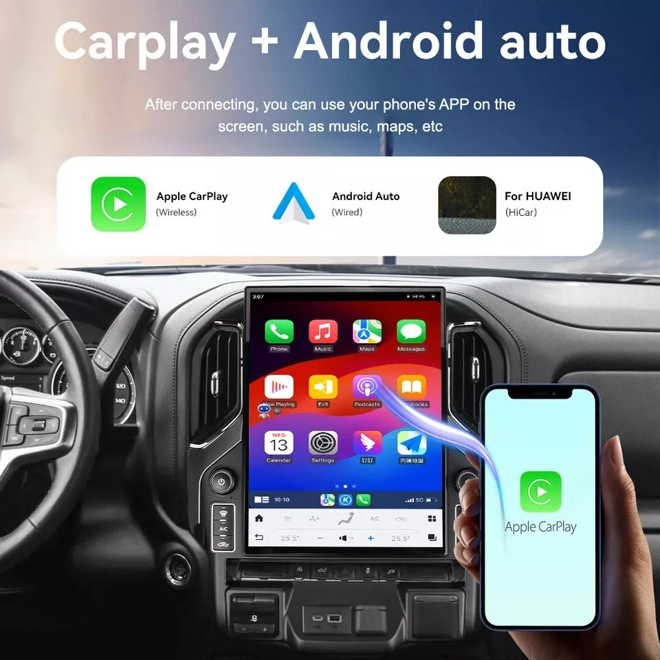 15.6 inch Android 13 Tesla Style Car Radio for GMC Sierra Chevrolet Silverado 2019-2024 Carplay Car GPS Navigation Multimedia