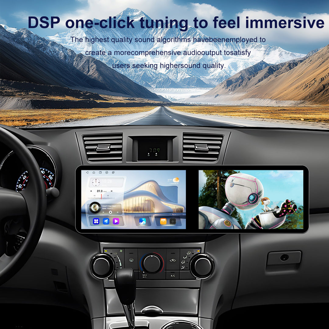23.6/21.6 Inch Portable Dual Screen Android Car Radio GPS Navigation & Carplay Stereo System with DSP Function