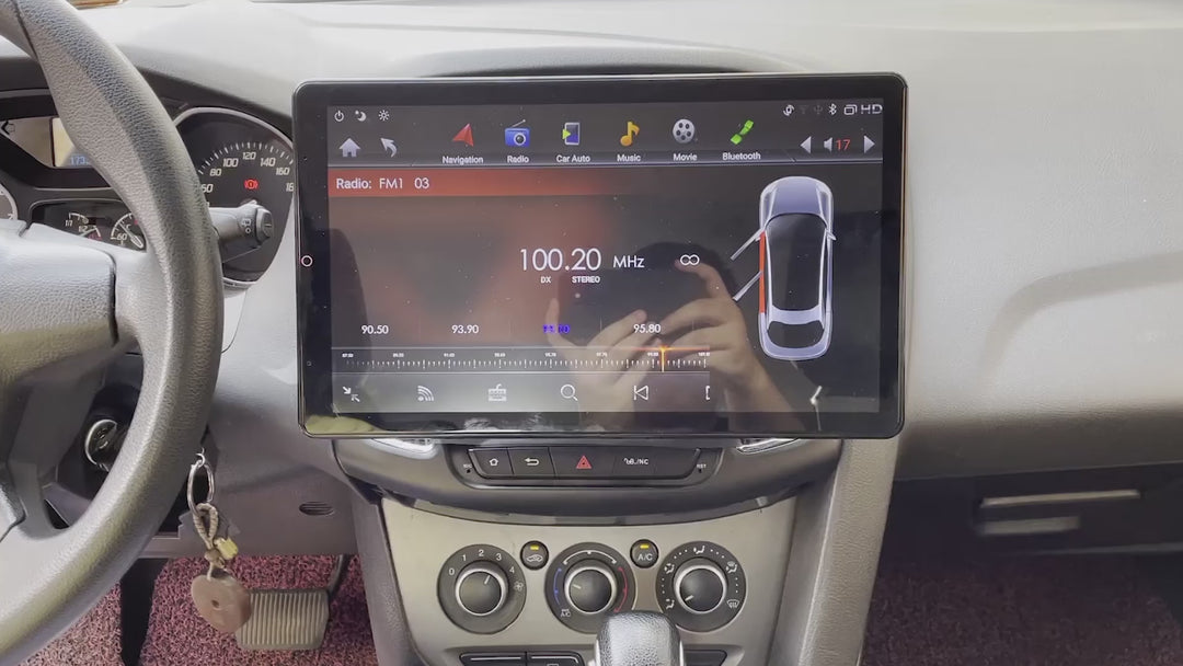 KSPIV Manual Rotation 13.6 Inch Universal Double Din Car Stereo Carplay Android Auto with Adjustable Front Panel Support Voice Control DSP AHD Radio