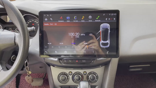 KSPIV Manual Rotation 13.6 Inch Universal Double Din Car Stereo Carplay Android Auto with Adjustable Front Panel Support Voice Control DSP AHD Radio