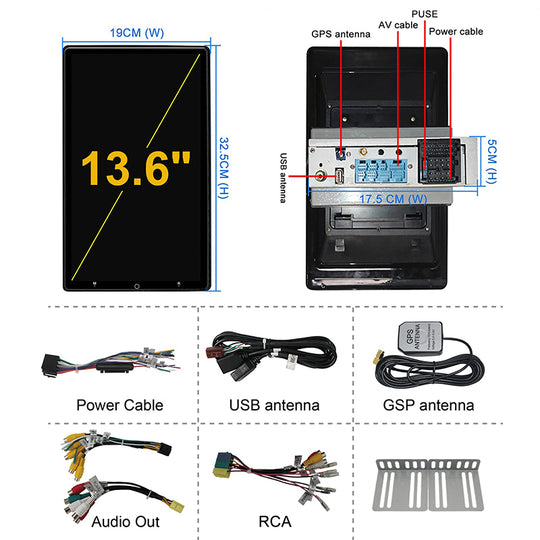KSPIV | 13.6 inch | Universal Electric Rotation | Touch Screen | Android 13 | Car Stereo
