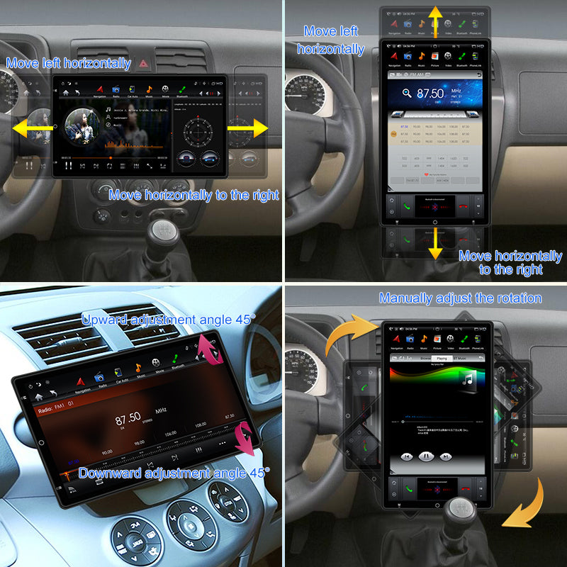 KSPIV Manual Rotation 13.6 Inch Universal Double Din Car Stereo Carplay Android Auto with Adjustable Front Panel Support Voice Control DSP AHD Radio