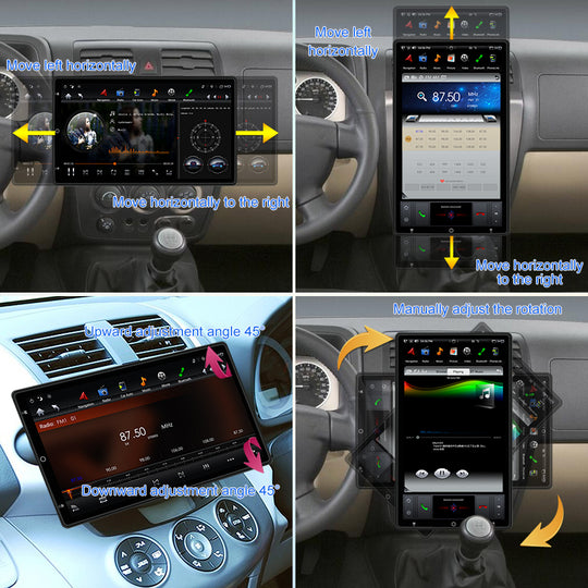 KSPIV Manual Rotation 13.6 Inch Universal Double Din Car Stereo Carplay Android Auto with Adjustable Front Panel Support Voice Control DSP AHD Radio