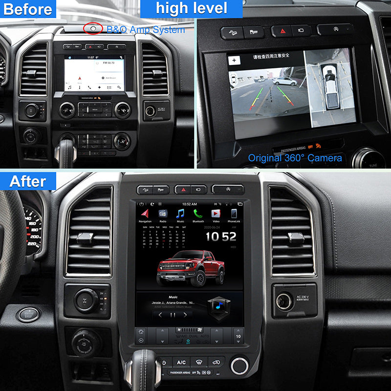 Aŭta Stereo-Radio GPS-Navigado por Ford F150 /Raptor 2015- Android Aŭtomata/Manlibro A/C Aŭto-Radio Video Plurmedia Ludilo 12.1 Coloj kun Voĉa Kontrolo Subtena Dividita Ekrano (PX6 Hexa Core 4+64GB)