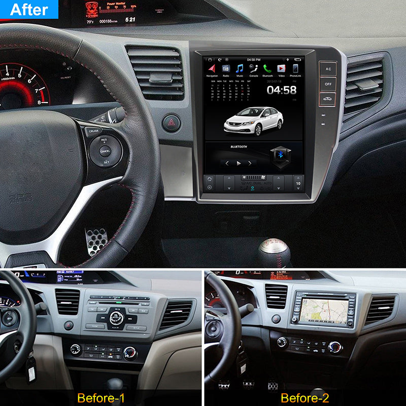 KSPIV Car Multimedia Player For HONDA CIVIC left driving 2012- Head Unit wireless Carplay IPS Stereo DVD screen