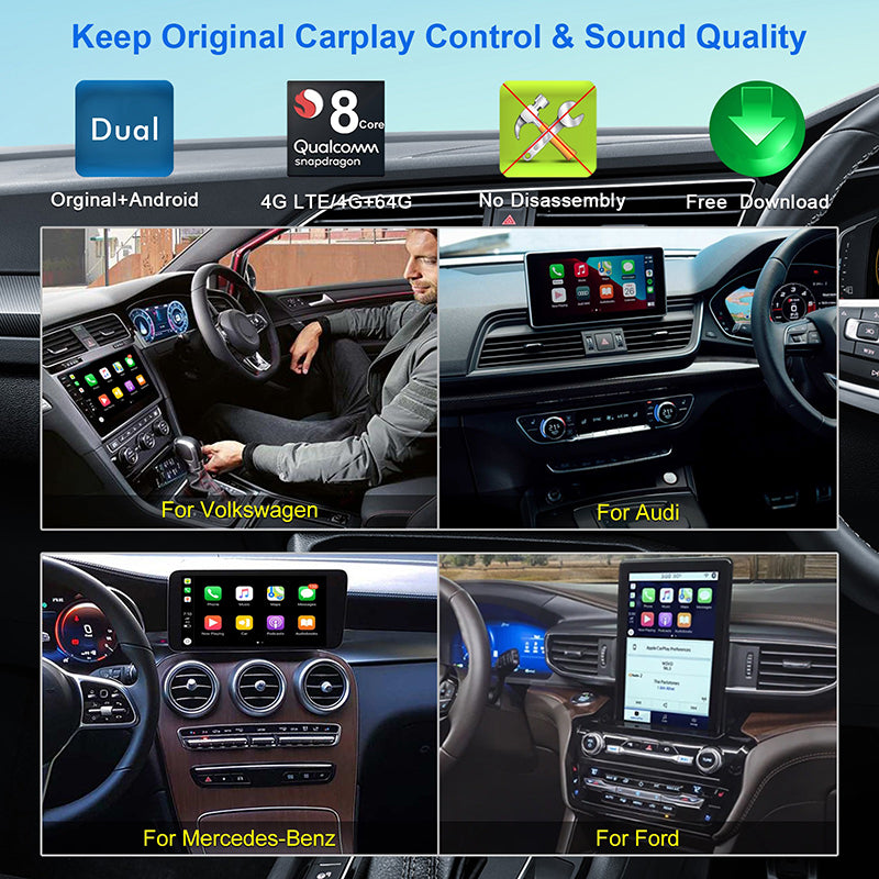 KSPIV Android Auto Wireless Carplay AI Box Fit for Cars with OEM/Factory Wired Carplay,Wireless CarPlay Android System Navigation