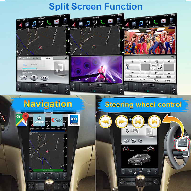 KSPIV 12.1 Inch Car Stereo for Honda Accord 2003-2007 Carplay Android Auto GPS WiFi Bluetooth FM/RDS Radio Dual AUX-in+Backup Camera
