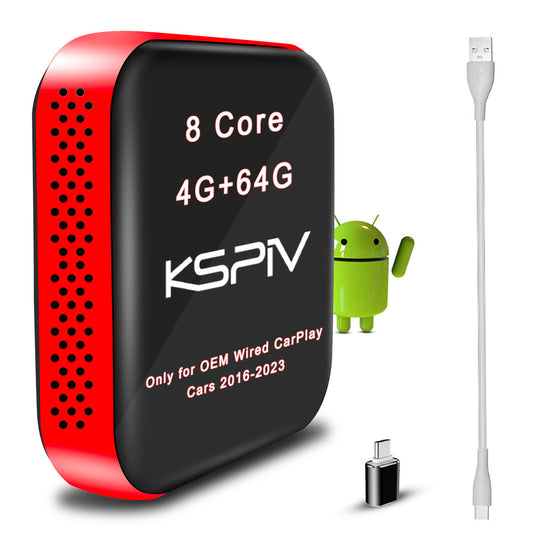 KSPIV Android Multimedia Video Magic Box AI Box with Netflix YouTube Disney Android Auto Wireless Adapter for Factory Wired CarPlay